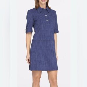 white christmas dresses Denim Fit & Flare Zip Dress